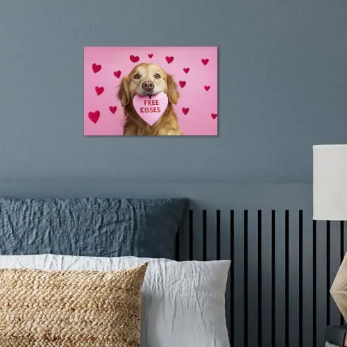 Hond - Kiss- Valentijn - Hartjes poster papier klein -sfeer2