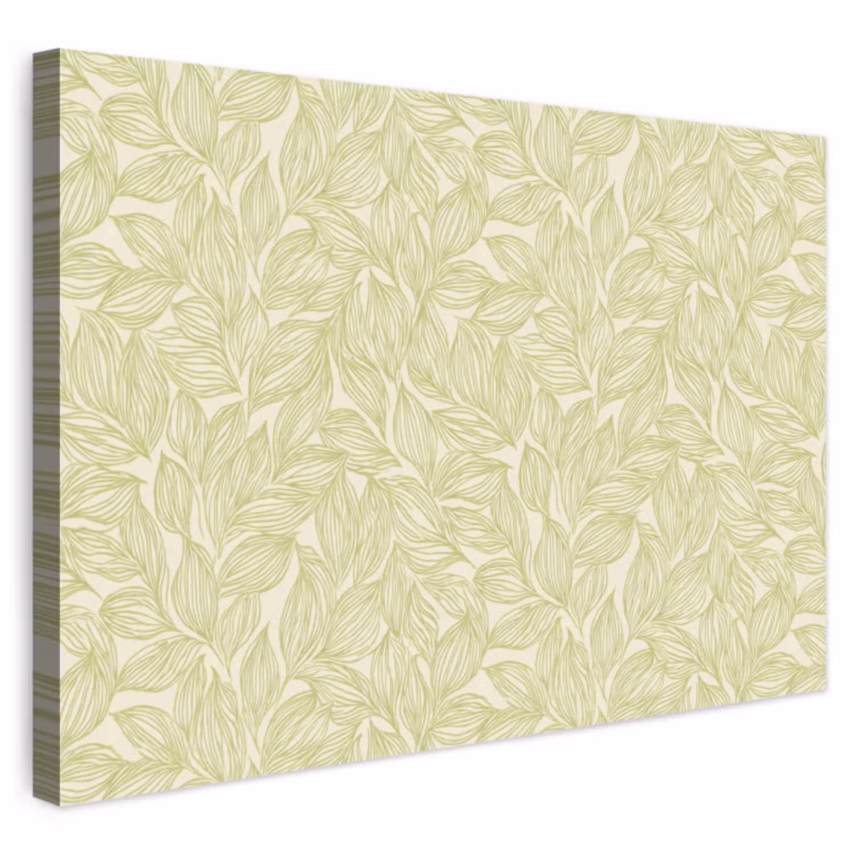 Saliegroen - Botanisch - Bladeren - Handgetekend - Patroon Tuinposter op houten frame 2 cm dik klein 845 -3d