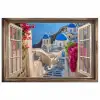 Doorkijk - Santorini - Landschap - Blauw - Grieks poster papier klein -3d