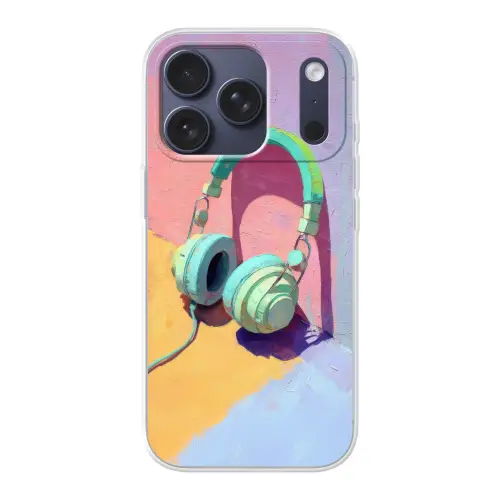 Koptelefoon - Mintgroen - Draad Telefoonhoesje iPhone 17 Pro klein -3d