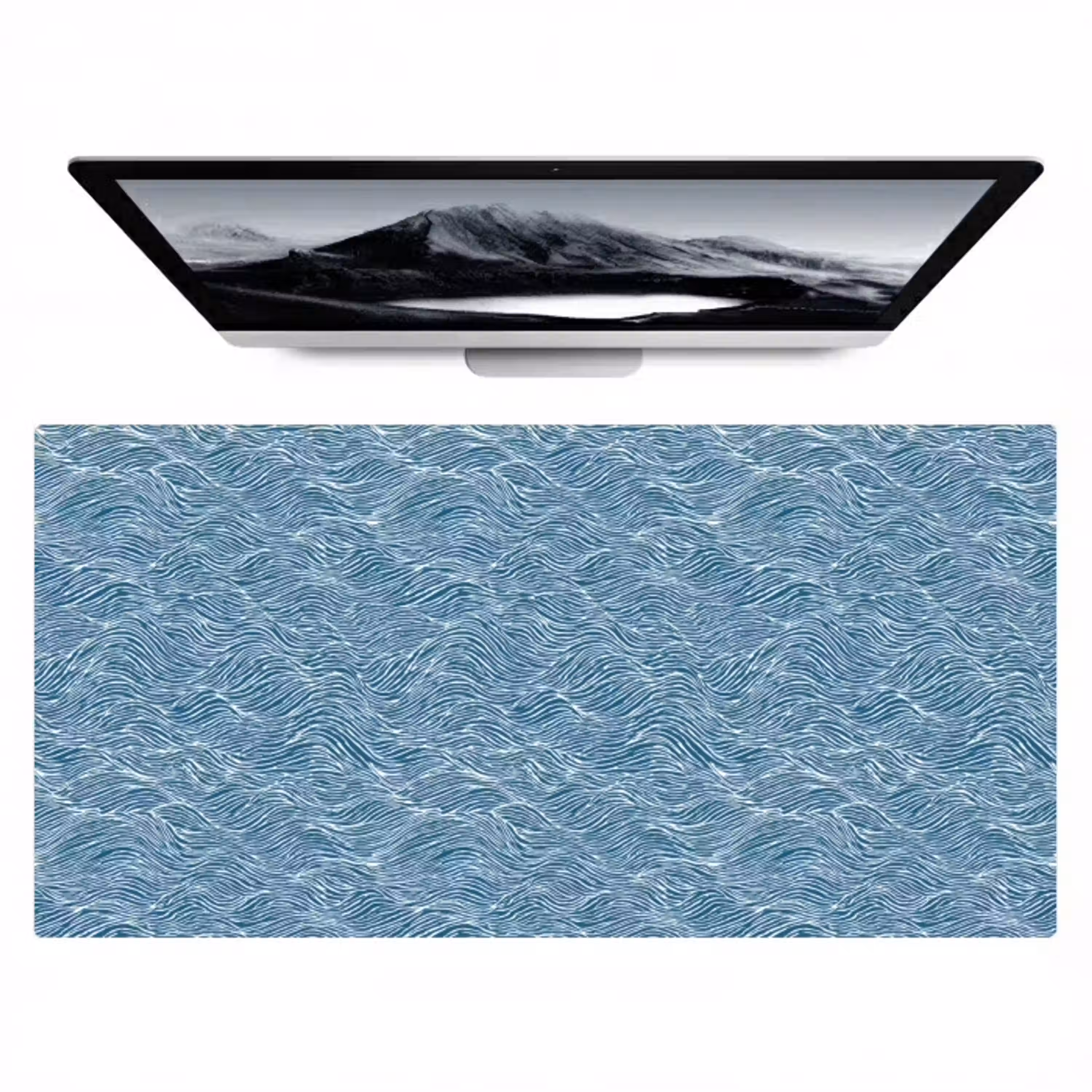 Blauw - Wit - Golven - Getekend - Textuur Muismat XXL klein 681 -zzz3d