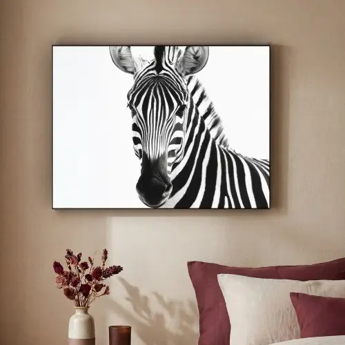 Zebra - Close-up - Zwart - Strepen Textielframe zwart klein -sfeer1