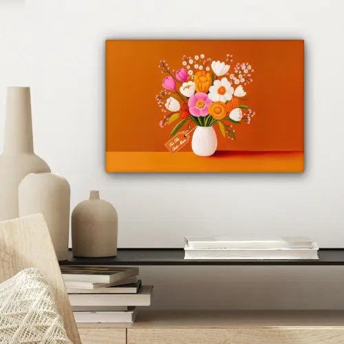 Vaas - Bloemen - Oranje canvas 2cm klein -sfeer6