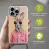 Grijs - Konijn - Blouse - Strik Hoesje iPhone 16 Pro Max met koord klein -sfeer2_NL