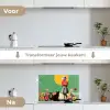 Retro - Meisje - Kat - Zon keuken achterwand spatscherm klein -voor_na_NL