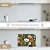Bloemen - Illustratie - Groen keuken achterwand spatscherm klein -voor_na_NL