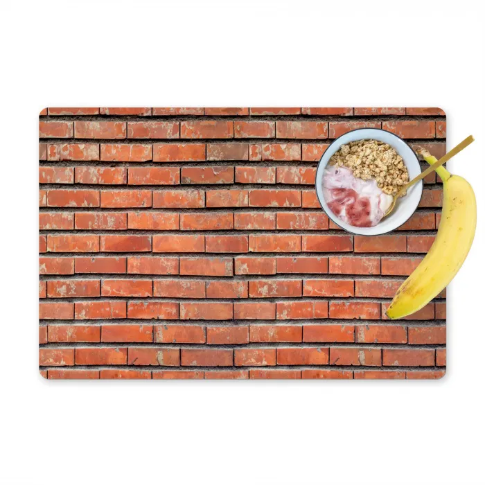 Rood - Bakstenen - Muur - Beschadiging Placemat vinyl groot 368 -zzzproduct_Kitchenyeah-website