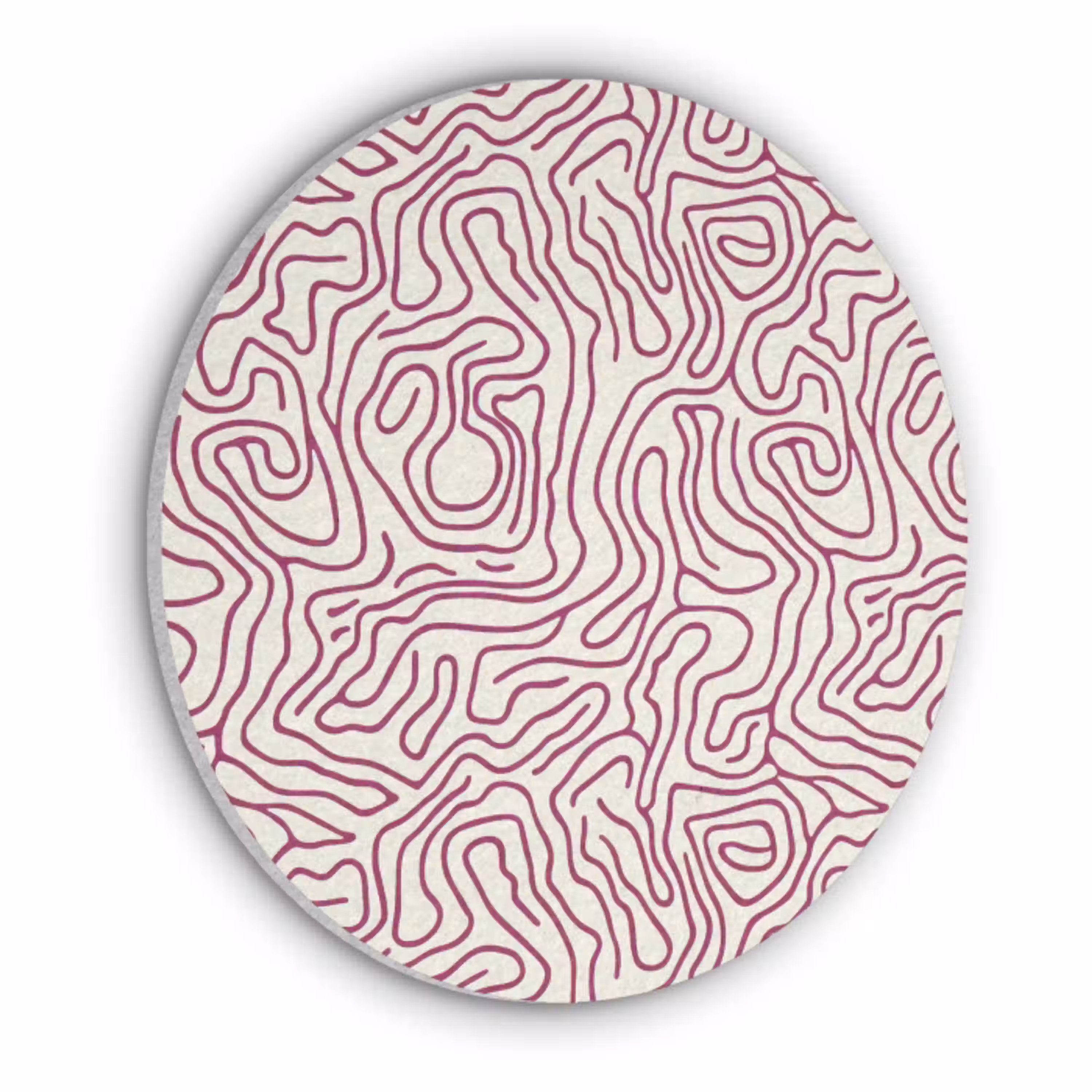 Kronkelende lijn - Magenta - Crème Akoestische PET Vilt - Rond klein 838 -3d
