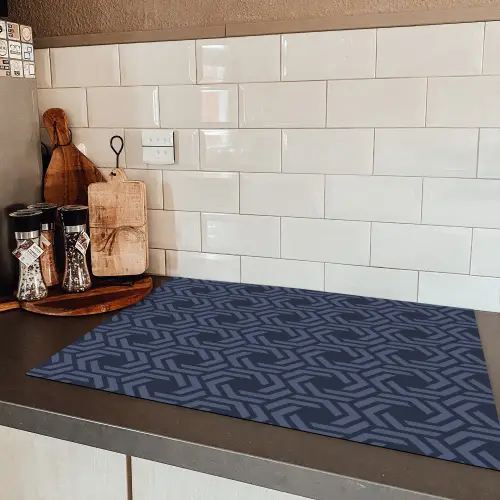 Patroon - Blauw - Geometrisch Inductie beschermer vinyl 3mm klein 276 -sfeer3