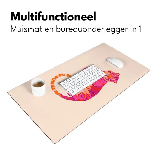 Tijger - Roze - Oranje Muismat XXL klein -sfeer4