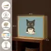 Kat - Zwart - Koffie - Minimalistisch Light Box met batterij (Wandlamp) middel -USP_websiteoverzichtNL