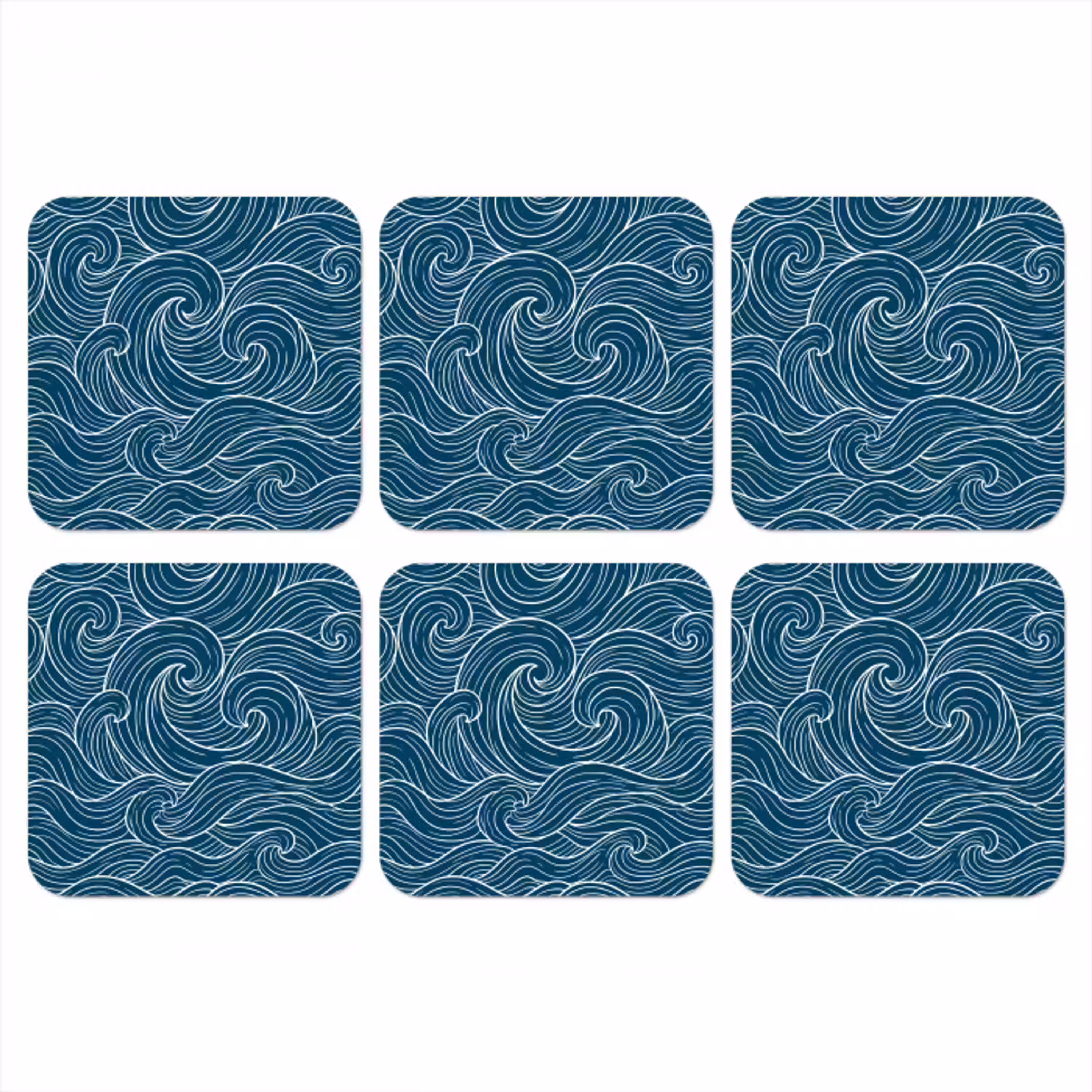 Golven - Spiraal - Water - Abstract - Blauw onderzetter kurk middel -3d