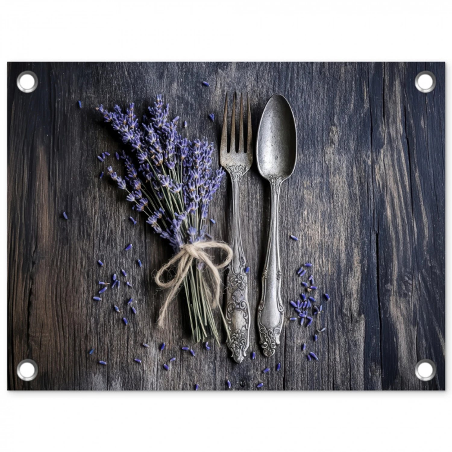 Lavendel - Lepel - Vork tuinposter los doek klein -3d