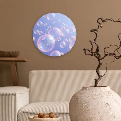 Pastel - Bubbels - Dromerig Wandcirkel kunststof plaat 5mm dik klein -sfeer1