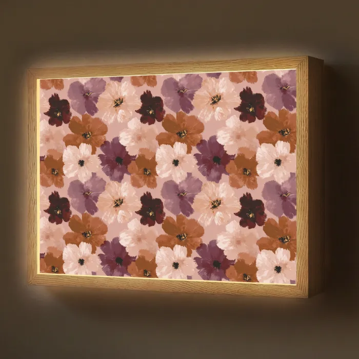 Bloemen - Abstract - Aardetinten Light Box met batterij (Wandlamp) middel 907 -z3d_website