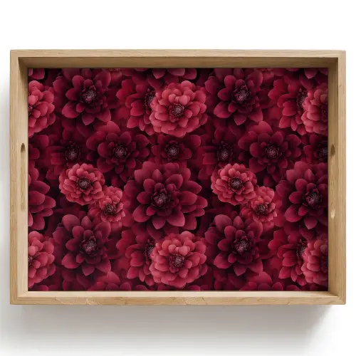 Dahlias - Bloemen - Rood Dienblad Rechthoek middel 911 -z3d_shopping