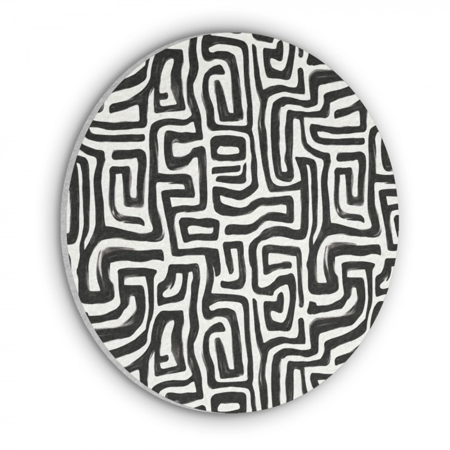 Grafisch - Lijnen - Zwart - Wit Akoestische PET Vilt - Rond klein 838 -3d