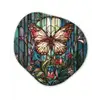 Vlinder - Roze - Bloemen - Bladeren Wandcirkel Organisch Aluminium middel -3d