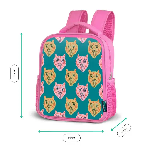 Kattengezichten - Sterren - Turquoise Kinderrugzak - Roze middel 863 -productfoto_formaten