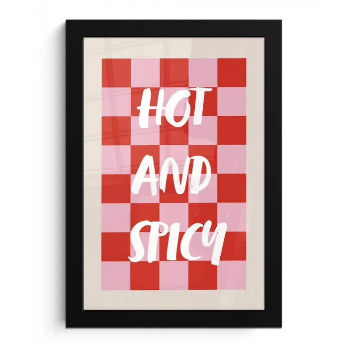 Hot - Spicy - Geruit - Rood fotolijst zwart zonder passe partout klein -3d