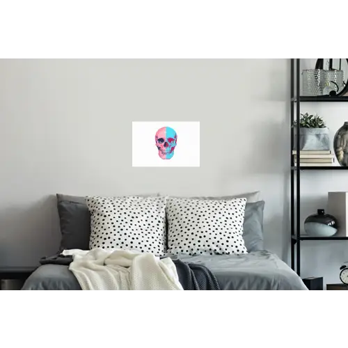 Schedel - Grafisch - Roze - Verdeeld Muursticker klein -slaapkamer