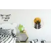 Zwart palmblad - Gouden cirkel - Beige achtergrond Wandcirkel aluminium klein -kinderkamer