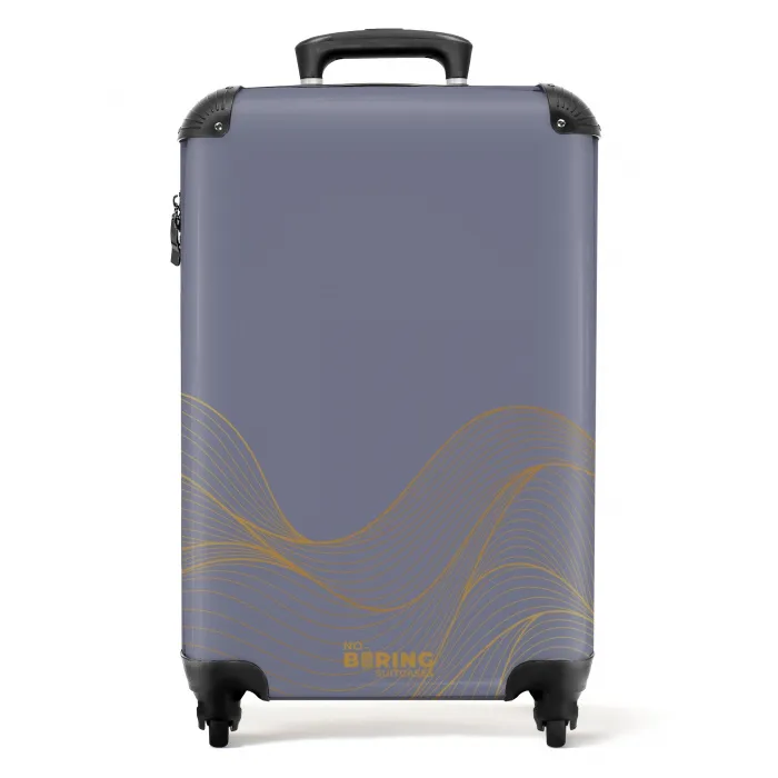 Minimal - Grijsblauw met gouden golven NBS - Handbagage koffer - Unisex middel -productfoto_recht