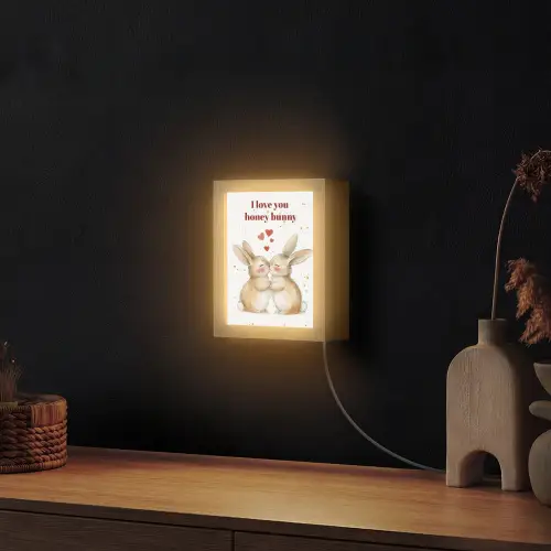 Liefde - Rood - konijn Light Box met kabel (Wandlamp) klein -sfeer1