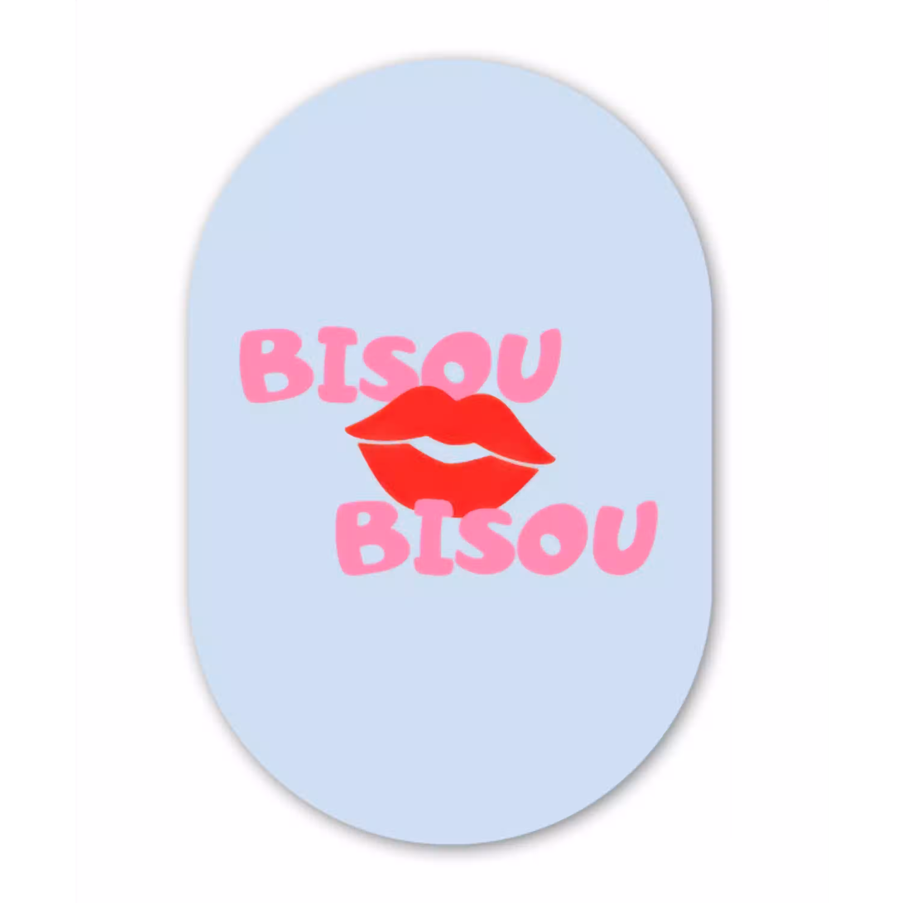 Lippen - Bisou - Blauw Wandcirkel Ovaal Glas middel -3d