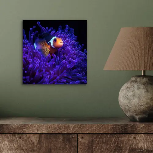Koraal - Vis - Oranje - Zee aluminium wit klein -sfeer2