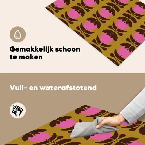 Abstract - Bloemen - Roze Inductie beschemer met haakjes klein 777 -ky-schoon-nl