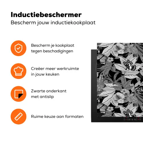 Zomer - Vlinder - Zwart - Grijs Inductie beschermer vinyl 3mm klein 276 -zzzzzzz-td-ups