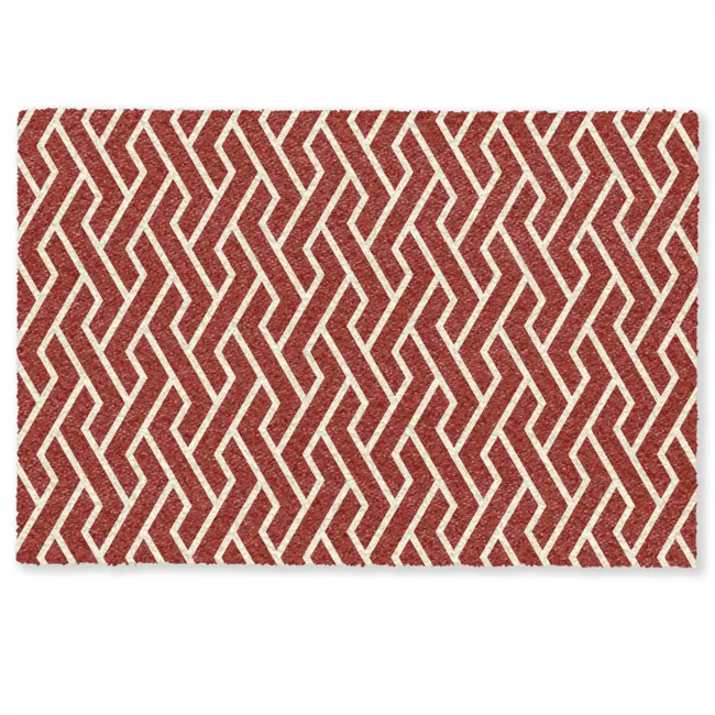 Fußmatte - Rot - Beige - Muster - Linien