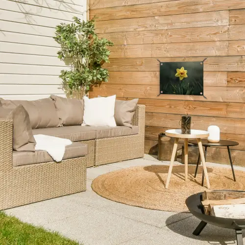 Bloem - Narcis - Gras - Geel tuinposter los doek klein -sfeer4