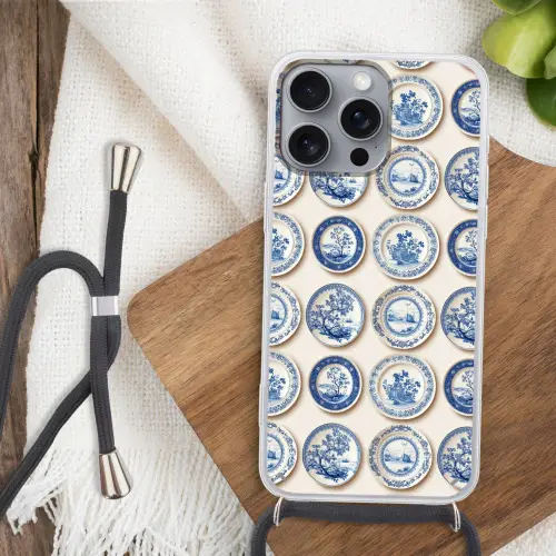 Borden - Bomen - Planten - Blauw Hoesje iPhone 16 Pro Max met koord klein 804 -sfeer4