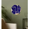 Okergeel - Blauw - Eenvoudige lijnen Wandcirkel kunststof plaat 5mm dik klein -sfeer3
