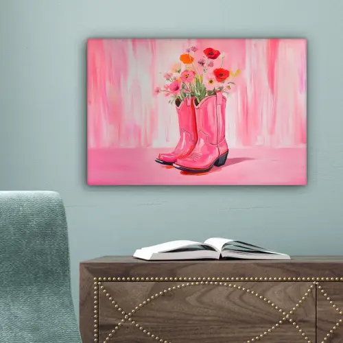 Roze - Bloemen - Cowboy canvas 2cm klein -sfeer4