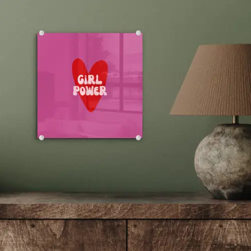 Girl power - Hart - Roze - Rood plexiglas 5mm klein -sfeer3