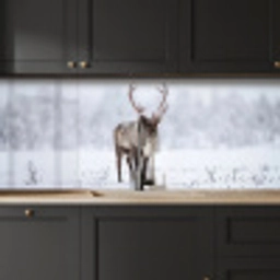 Rendier - Gewei - Toendra - Sneeuw - Wild keuken achterwand 2 middel -sfeer1
