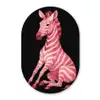 Zebra - Roze - Gestreept Wandcirkel Ovaal Glas middel -3d