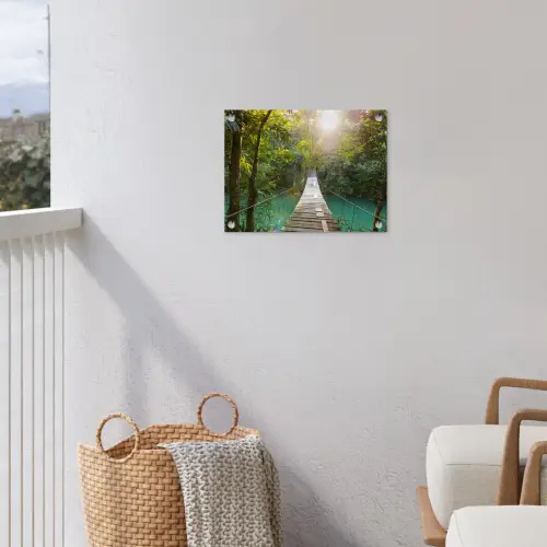 Jungle - Water - Brug - Natuur - Planten tuinposter los doek klein -sfeer8