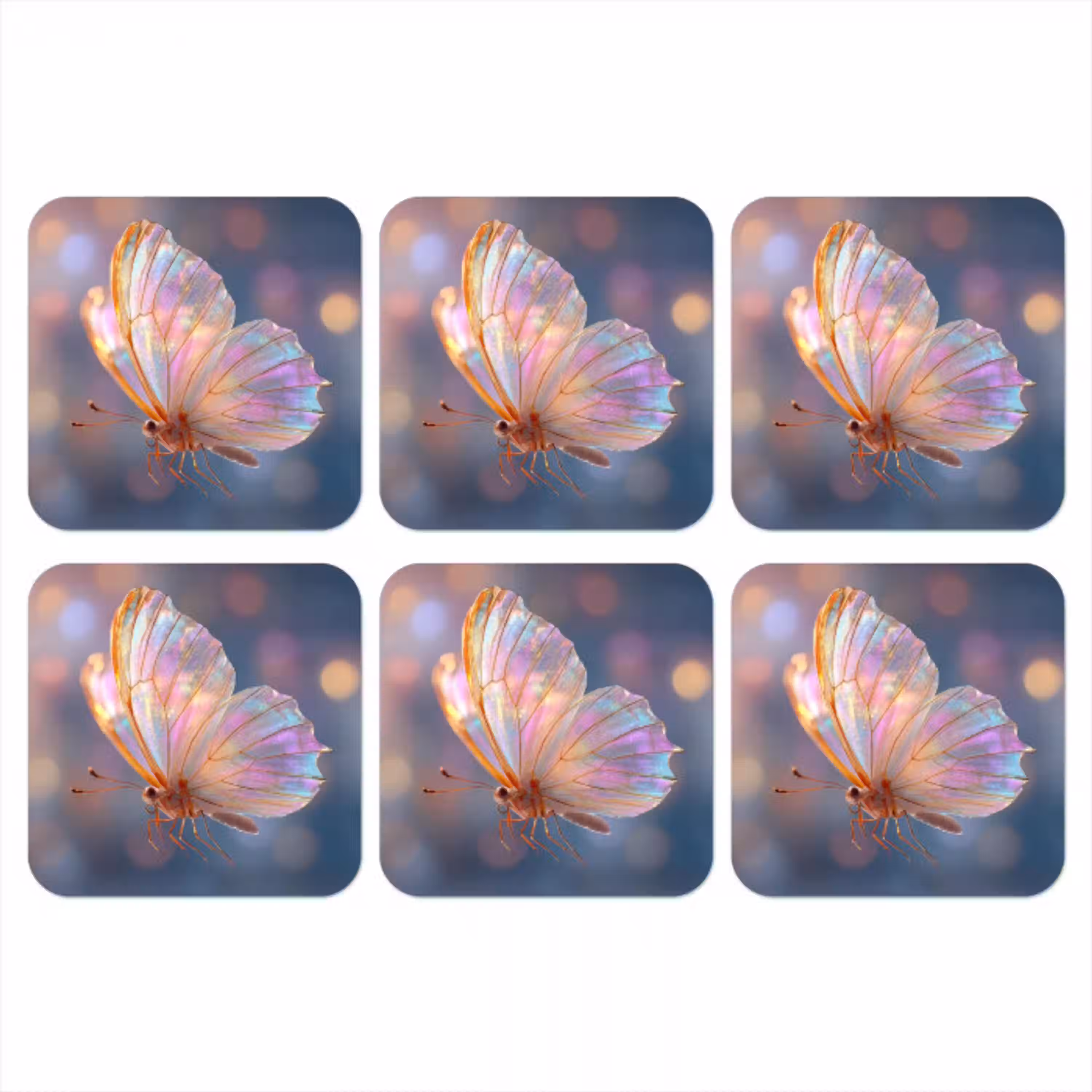 Vlinder - Vleugels - Pastel - Glinstering onderzetter kurk middel -3d