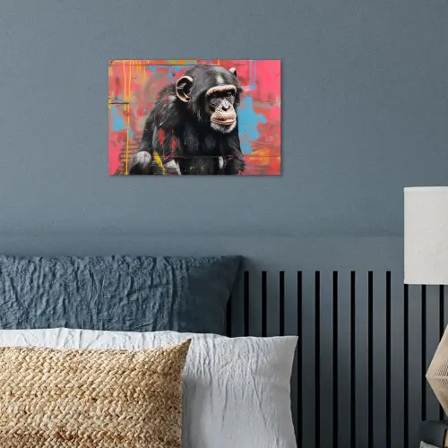 Graffiti - Chimpansee - Dieren - Street art - Banksy poster papier klein -sfeer2