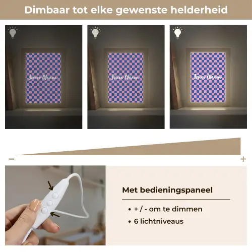 Blokjes - Blauw - Roze Light Box met kabel (Kinderlampje) klein -USP_dimbaarNL