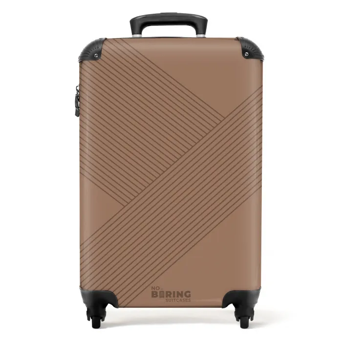 Minimal - Kruisende lijnen op warm bruin NBS - Handbagage koffer - Unisex middel -productfoto_recht