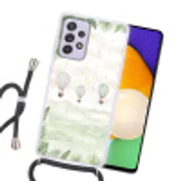 Aquarel - Luchtballonnen - Pastel Hoesje Samsung Galaxy A52 5G met koord klein -sfeer1