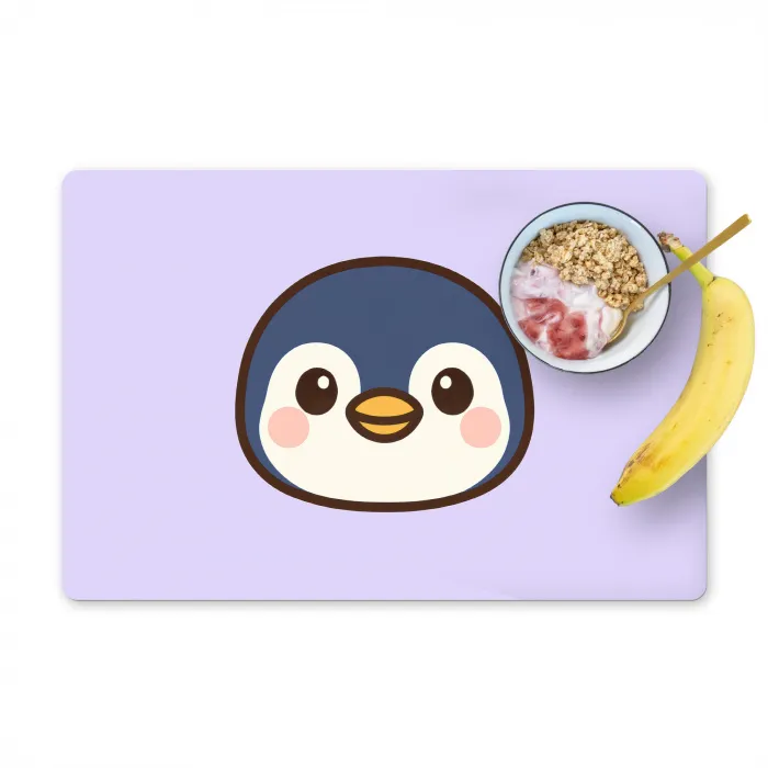 Pinguïn - Paars - Schattig Placemat vinyl groot -zzzproduct_Kitchenyeah-website