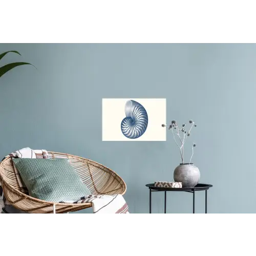 Blauw - Schelp - Spiraal Muursticker klein -plant