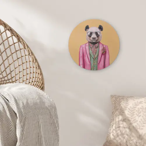 Panda - Pak - Zonnebril - Blauw Wandcirkel plexiglas klein -sfeer5