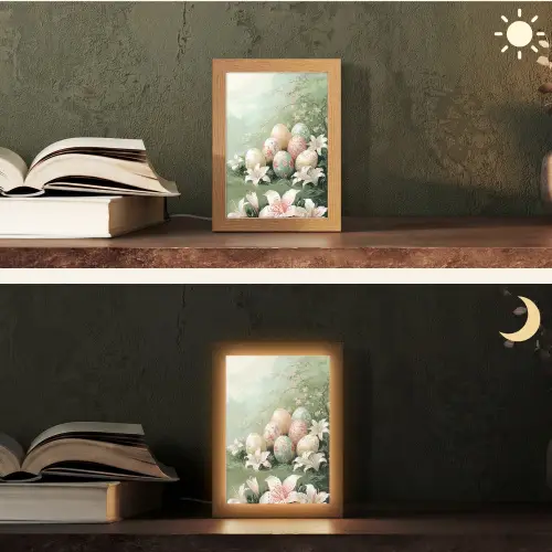 Paaseieren - Pasteltinten - Bloemen Light Box met kabel (Tafellamp) klein -sfeer3